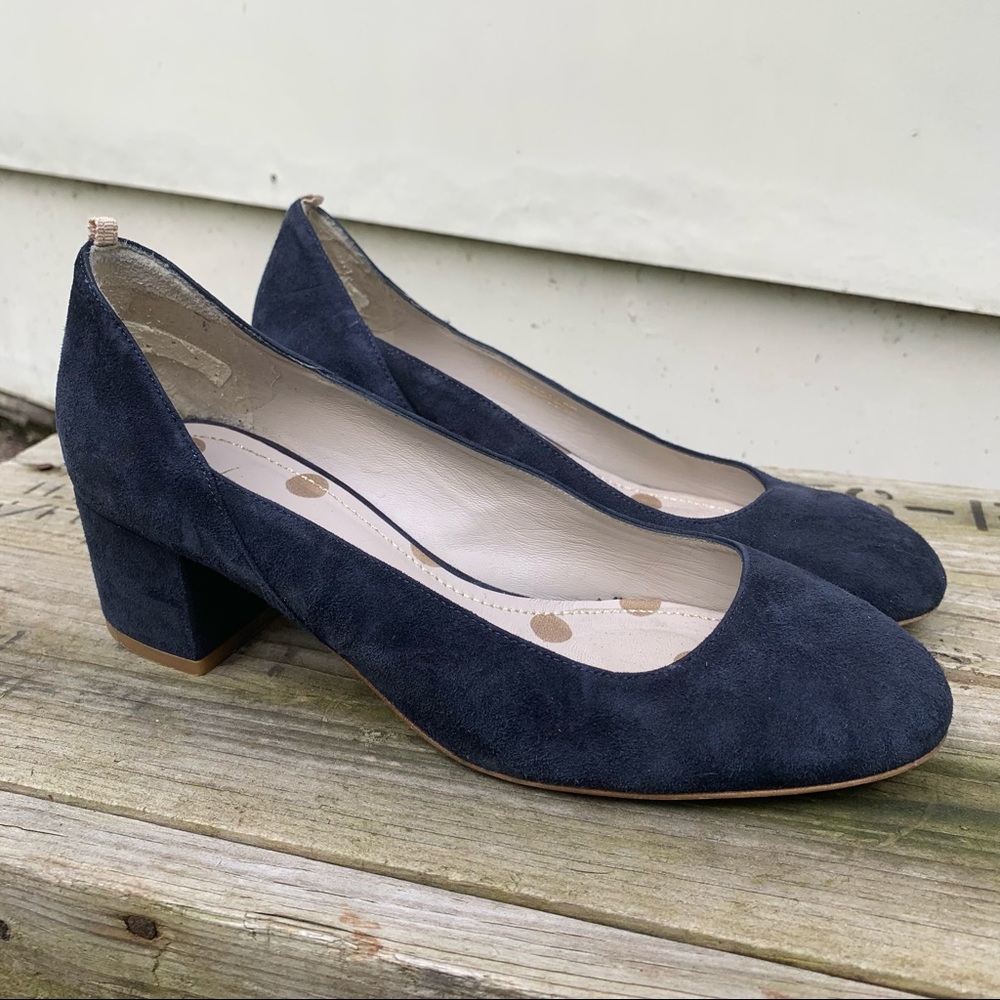 Boden navy blue suede block heels